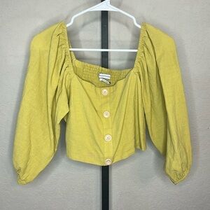 151 - Urban Outfitters NWT Lime Green Long Sleeve Crop Top, Size Large